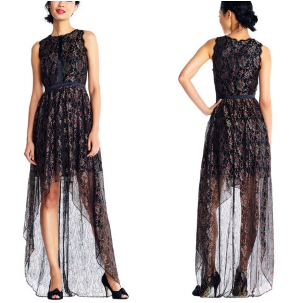 Adrianna Papell | Floral Lace High Low Dress